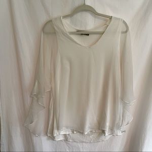 Lola & Sophie Silk White Cape Top | Medium